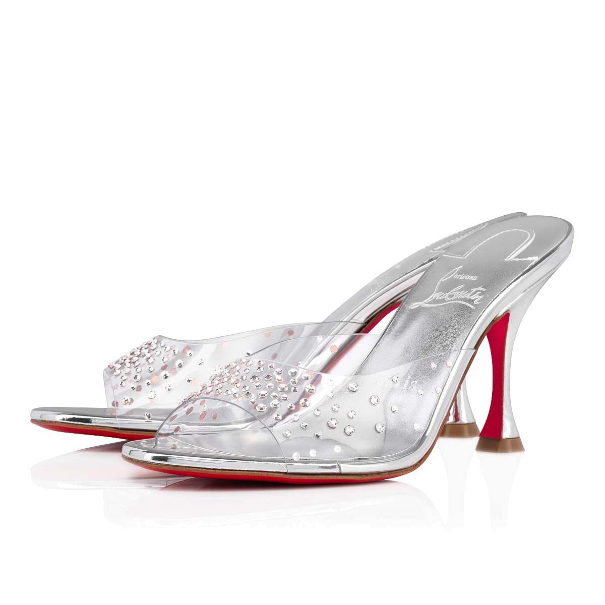 Degramule Strass 85 Silver PVC - Women Shoes - Christian Louboutin